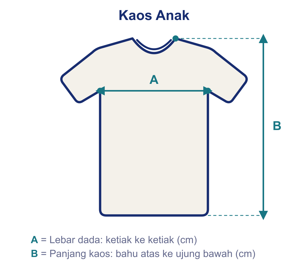 Diagram ukur Kaos Anak